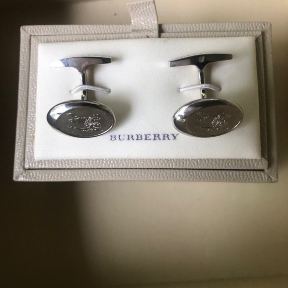 Burberry Other - Authentic Burberry Silver Cufflinks with Horse/Jockey Pattern
